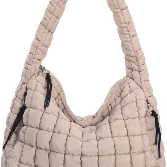 Lightweight Quilted Tote Bag Nylon Large Shoulder Handbag for Women - Picture 1 of 7